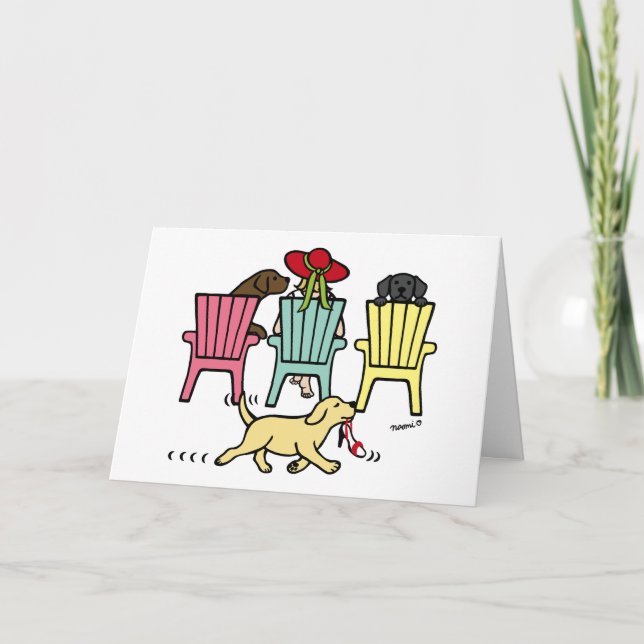 Labrador Mom Relaxing with her Kids Card (Front)