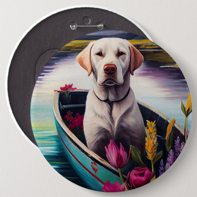 Labrador on a Paddle: A Scenic Adventure 6 Inch Round Button (Front & Back)