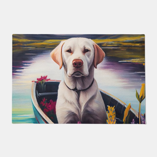 Labrador on a Paddle: A Scenic Adventure Doormat (Front)