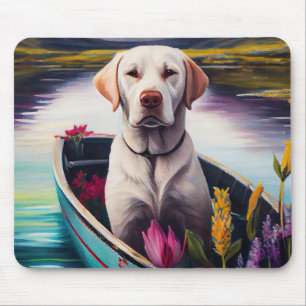 Labrador on a Paddle: A Scenic Adventure Mouse Pad