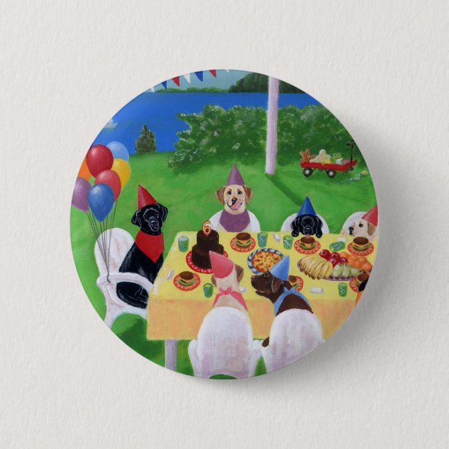 Labrador Party 2 Inch Round Button (Front)
