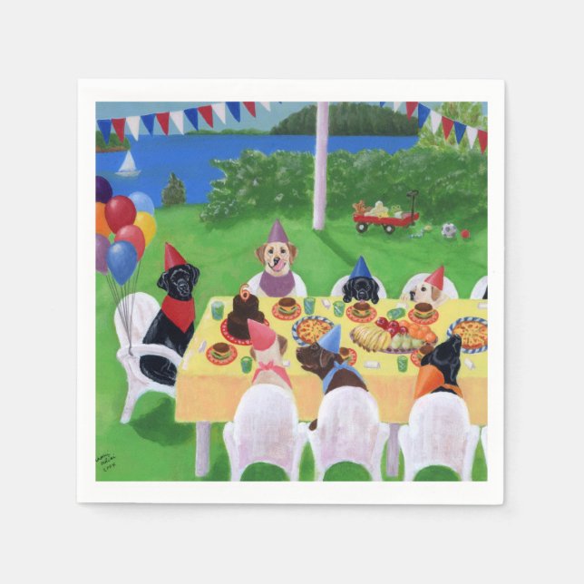 Labrador Party Painting Napkin (Front)