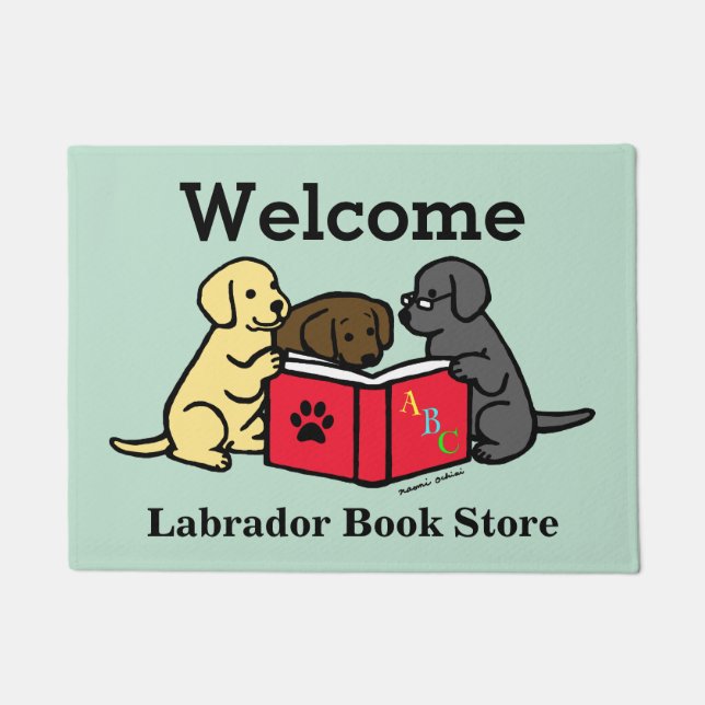 Labrador Puppies Book Lover Door Mat (Front)
