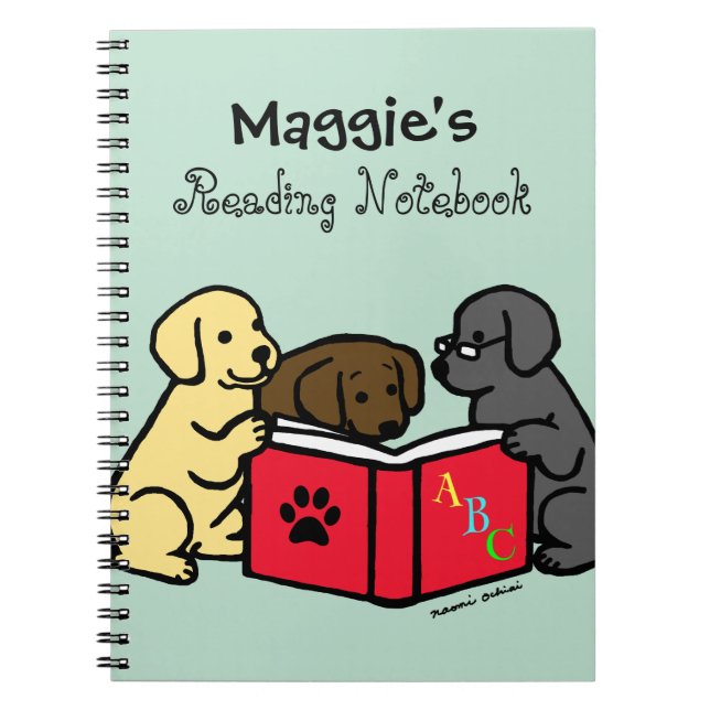 Labrador Puppies Reading Notebook (Front)