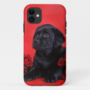 Labrador puppy and roses iPhone 11 case
