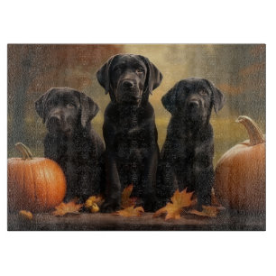 Labrador Puppy Autumn Delight Pumpkin Cutting Board
