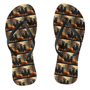 Labrador Puppy Autumn Delight Pumpkin  Flip Flops