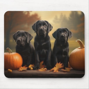 Labrador Puppy Autumn Delight Pumpkin  Mouse Pad