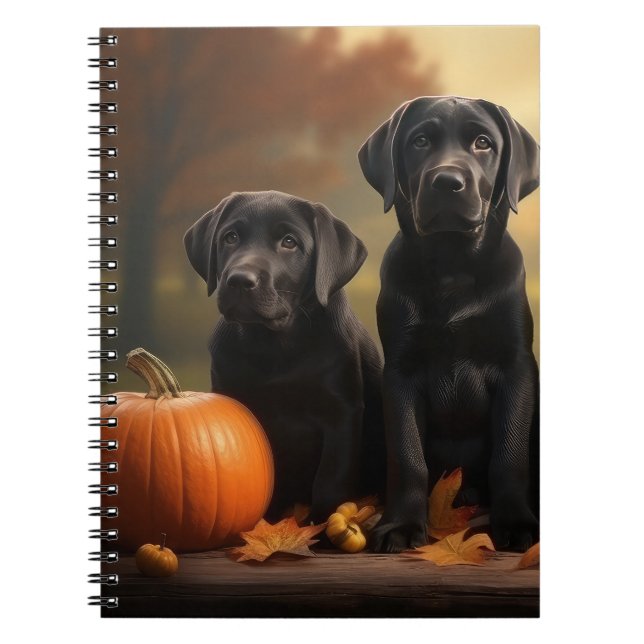 Labrador Puppy Autumn Delight Pumpkin  Notebook (Front)
