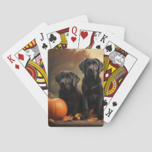 Labrador Puppy Autumn Delight Pumpkin  Playing Cards