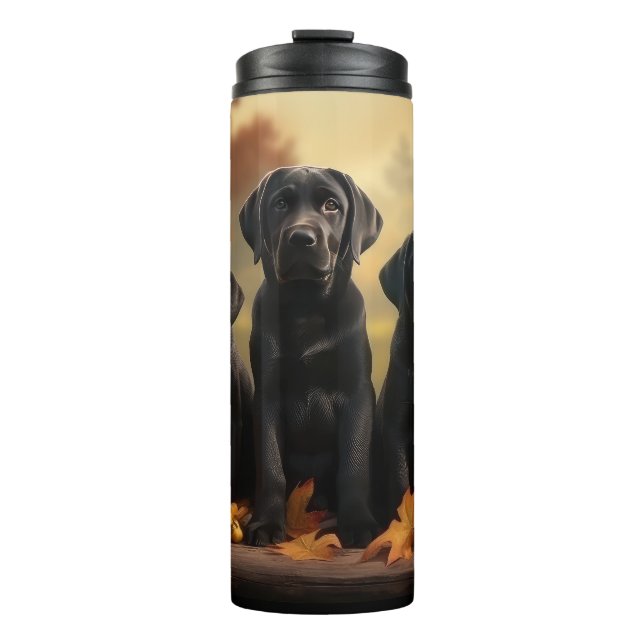 Labrador Puppy Autumn Delight Pumpkin  Thermal Tumbler (Front)