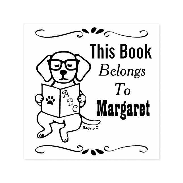 Labrador Puppy, Belongs to, Library, Book Label  Self-inking Stamp (Design)