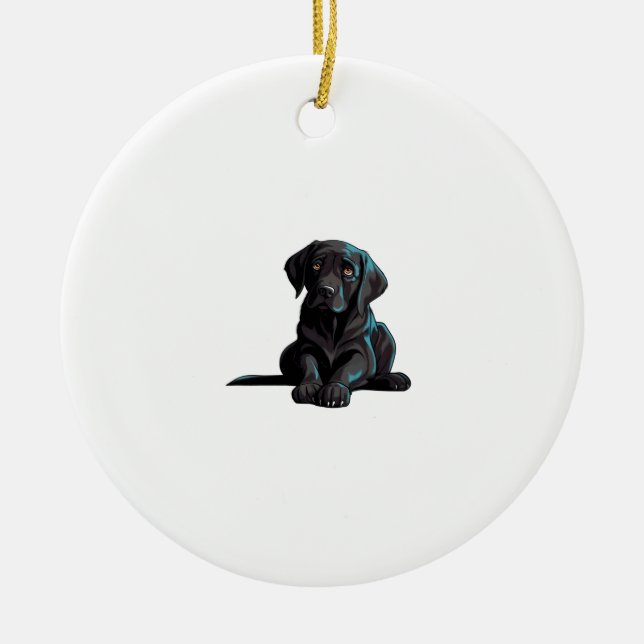 Labrador Puppy   Ceramic Ornament (Front)