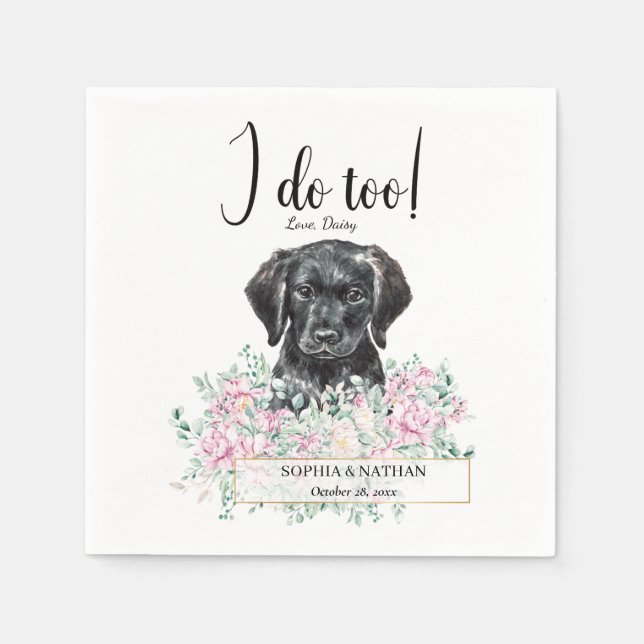 Labrador Puppy Dog Wedding Cocktail Napkins (Front)