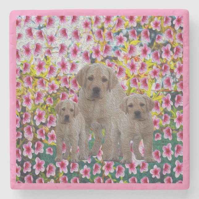 Labrador Puppy Oil Paint,   Stone Coaster (Front)