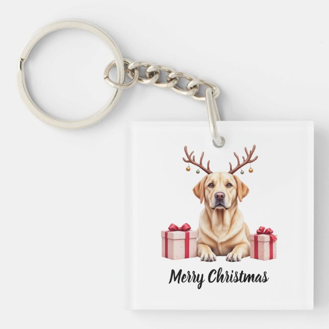 Labrador Reindeer Keychain (Front)