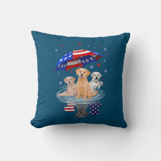 Labrador Retriever American Flag Shadow Throw Pillow