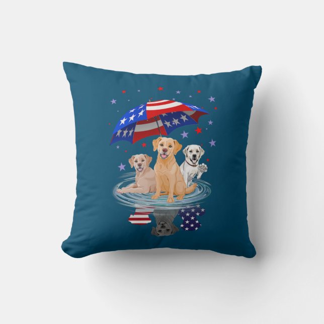 Labrador Retriever American Flag Shadow Throw Pillow (Front)