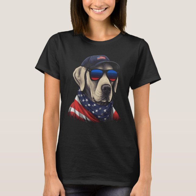 Labrador Retriever American Flag USA Tee 4th July  (Front)