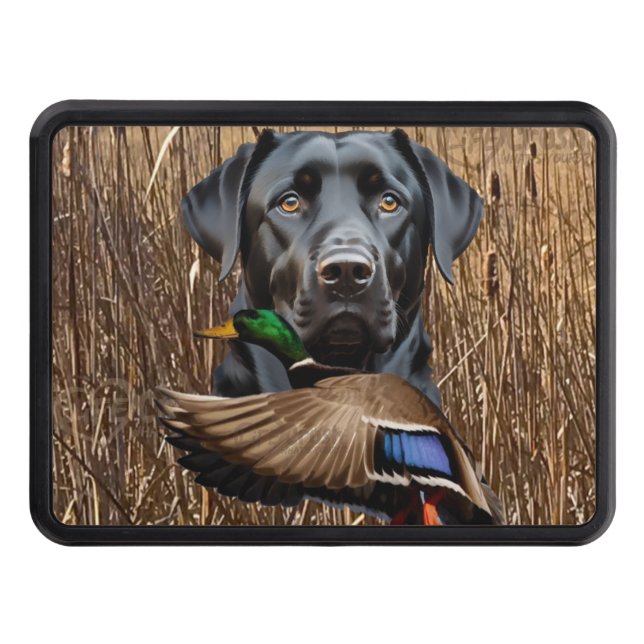 Labrador Retriever and Flying Mallard Trailer Hitch Cover (Front)