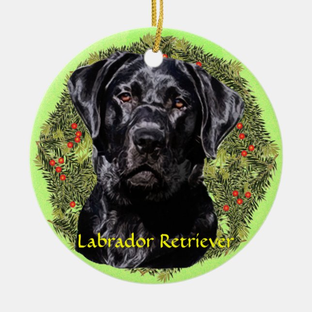 Labrador Retriever Art Ceramic Ornament (Front)