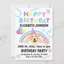 Labrador Retriever Birthday Party Invitation White