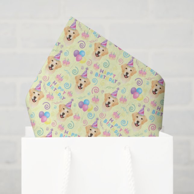 Labrador Retriever Birthday Tissue Paper in Yellow (Gift Bag)