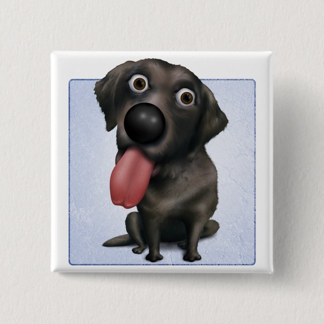 Labrador Retriever (Black) 2 Inch Square Button (Front)