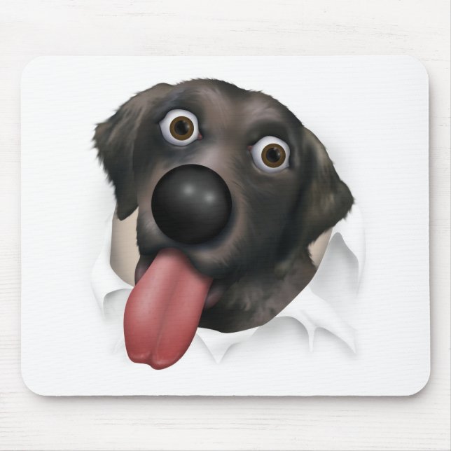 Labrador Retriever (Black) Busting Out Mouse Pad (Front)