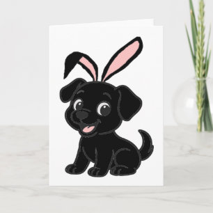 Labrador Retriever Black Easter Sitting Cartoon Card