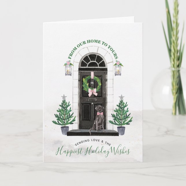 Labrador Retriever Black Lab Holiday Greeting Card (Front)