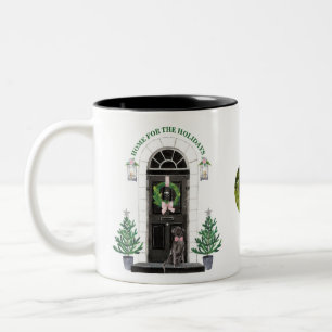 Labrador Retriever Black Lab Home for the Holidays Two-Tone Coffee Mug