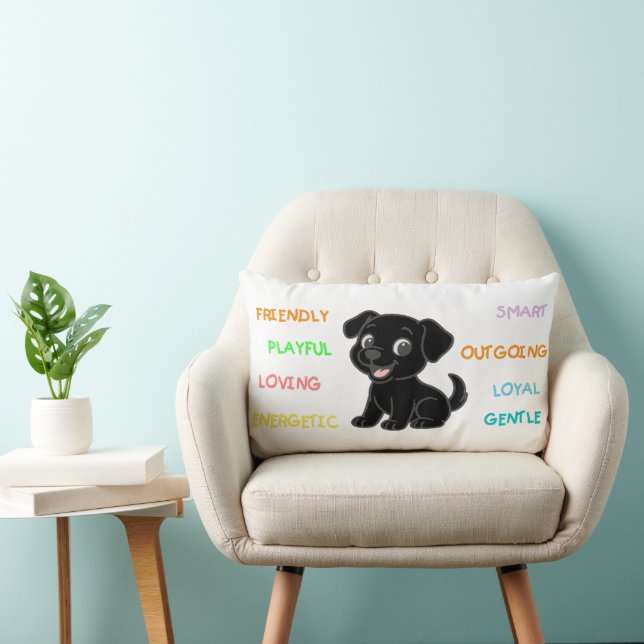 Labrador Retriever Black Lab Traits Lumbar Pillow (Chair)