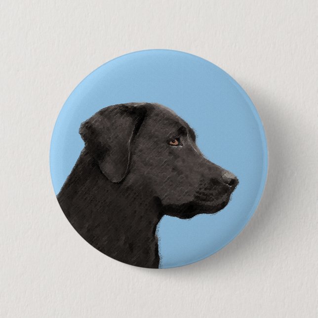 Labrador Retriever Black Painting Original Dog Art 2 Inch Round Button (Front)