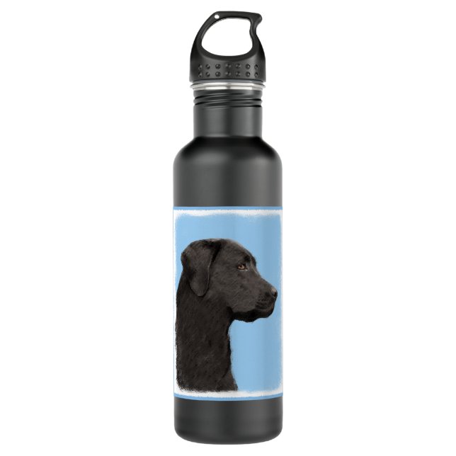 Labrador Retriever Black Painting Original Dog Art 710 Ml Water Bottle (Front)