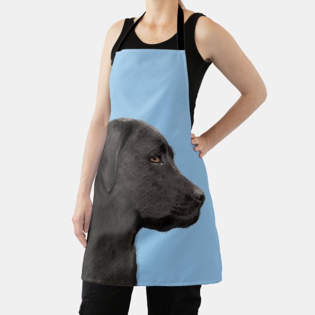 Labrador Retriever Black Painting Original Dog Art Apron (Insitu)