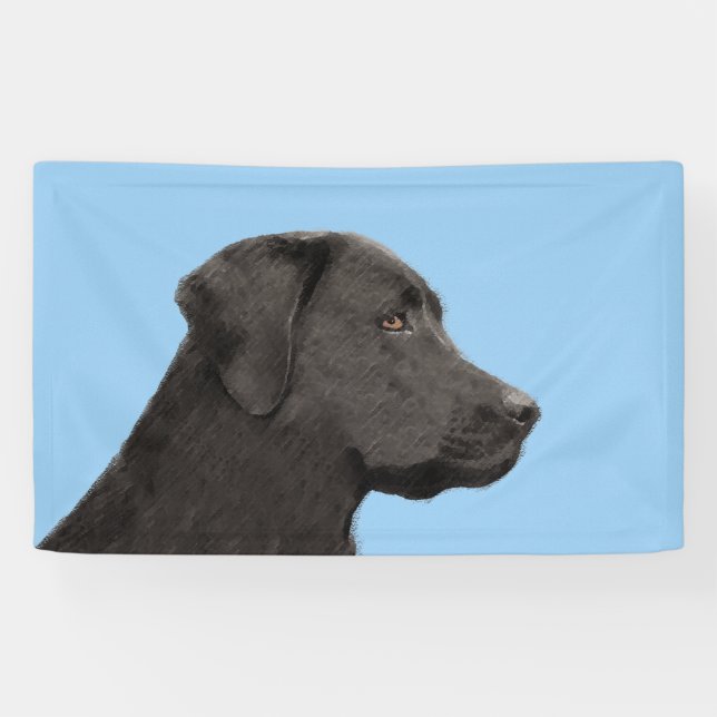 Labrador Retriever Black Painting Original Dog Art Banner (Horizontal)