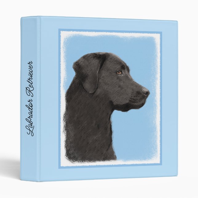 Labrador Retriever Black Painting Original Dog Art Binder (Front/Spine)