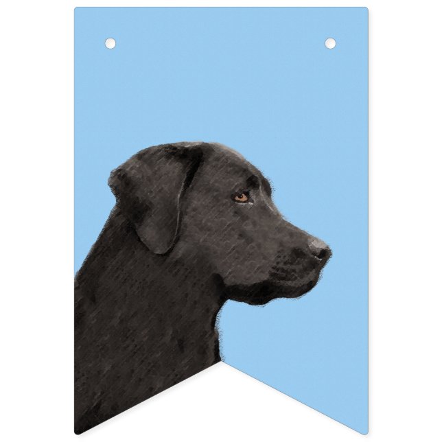 Labrador Retriever Black Painting Original Dog Art Bunting Flags (First Flag)