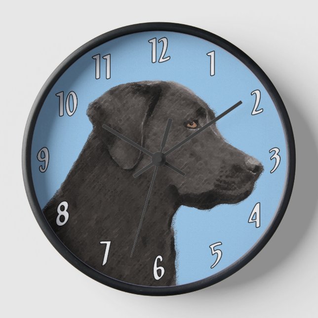 Labrador Retriever Black Painting Original Dog Art Clock (Front)