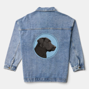 Labrador Retriever Black Painting Original Dog Art Denim Jacket