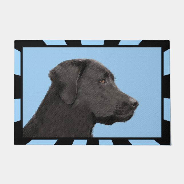 Labrador Retriever Black Painting Original Dog Art Doormat (Front)