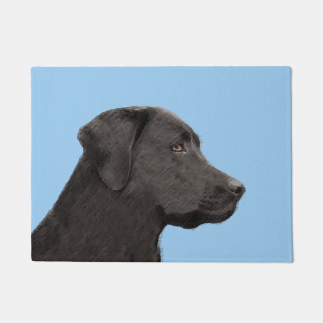 Labrador Retriever Black Painting Original Dog Art Doormat (Front)