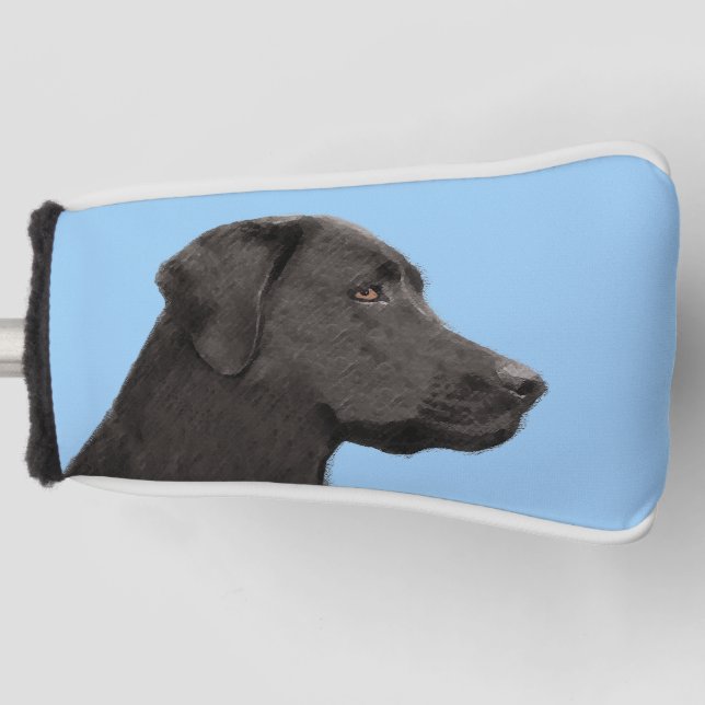 Labrador Retriever Black Painting Original Dog Art Golf Head Cover (Front)