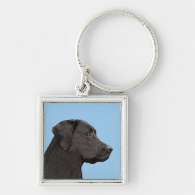 Labrador Retriever Black Painting Original Dog Art Keychain (Front)