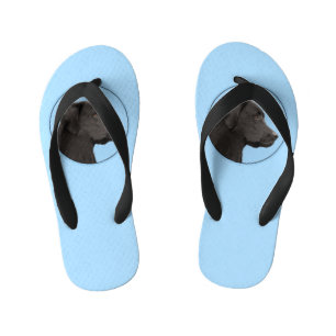 Labrador Retriever Black Painting Original Dog Art Kid's Flip Flops