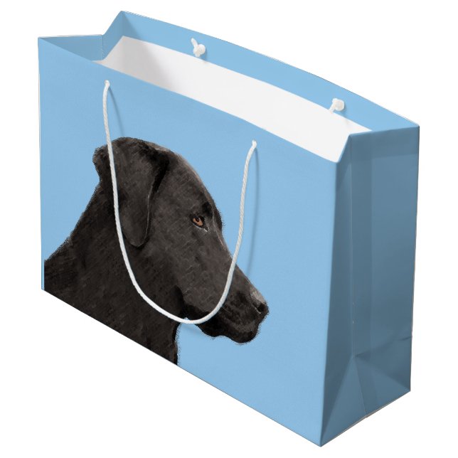Labrador Retriever Black Painting Original Dog Art Large Gift Bag (Back Angled)