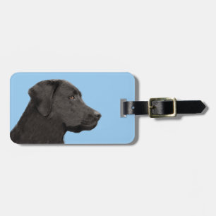 Labrador Retriever Black Painting Original Dog Art Luggage Tag