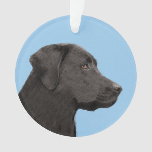 Labrador Retriever Black Painting Original Dog Art Ornament