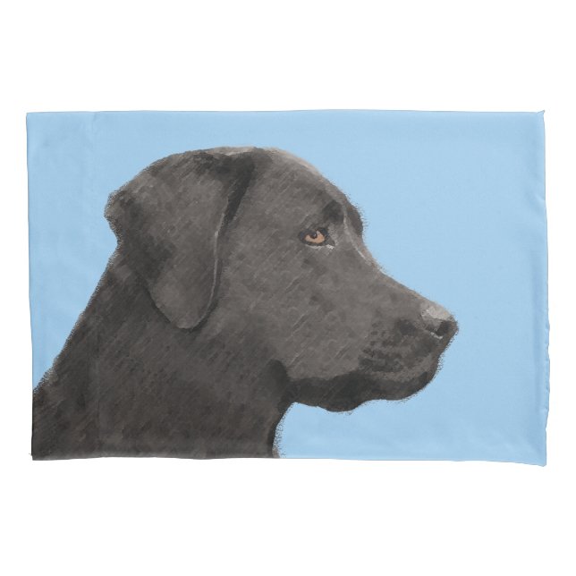 Labrador Retriever Black Painting Original Dog Art Pillowcase (Front)